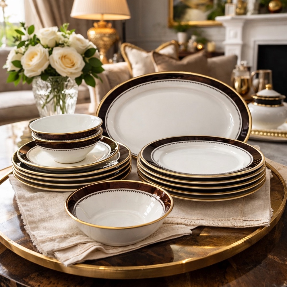 Royal Doulton “Harrow” Pattern Plate Set – Vintage Elegance
